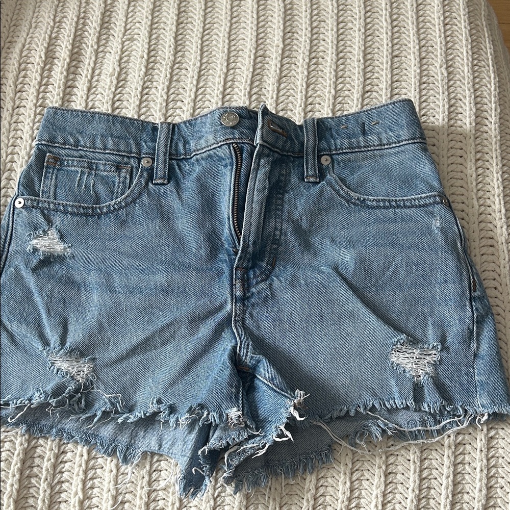 Madewell Blue Distressed Jean Shorts